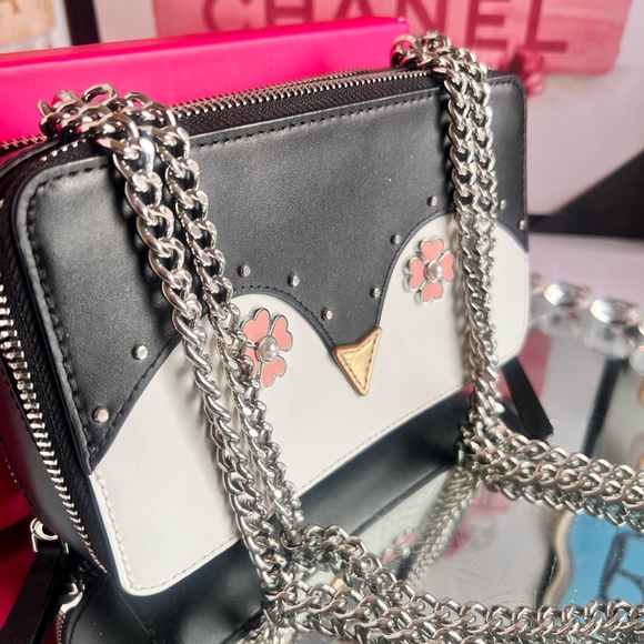 Kate spade collectible frosty double zip adjustable silver chain crossbody bag - Picture 8 of 14